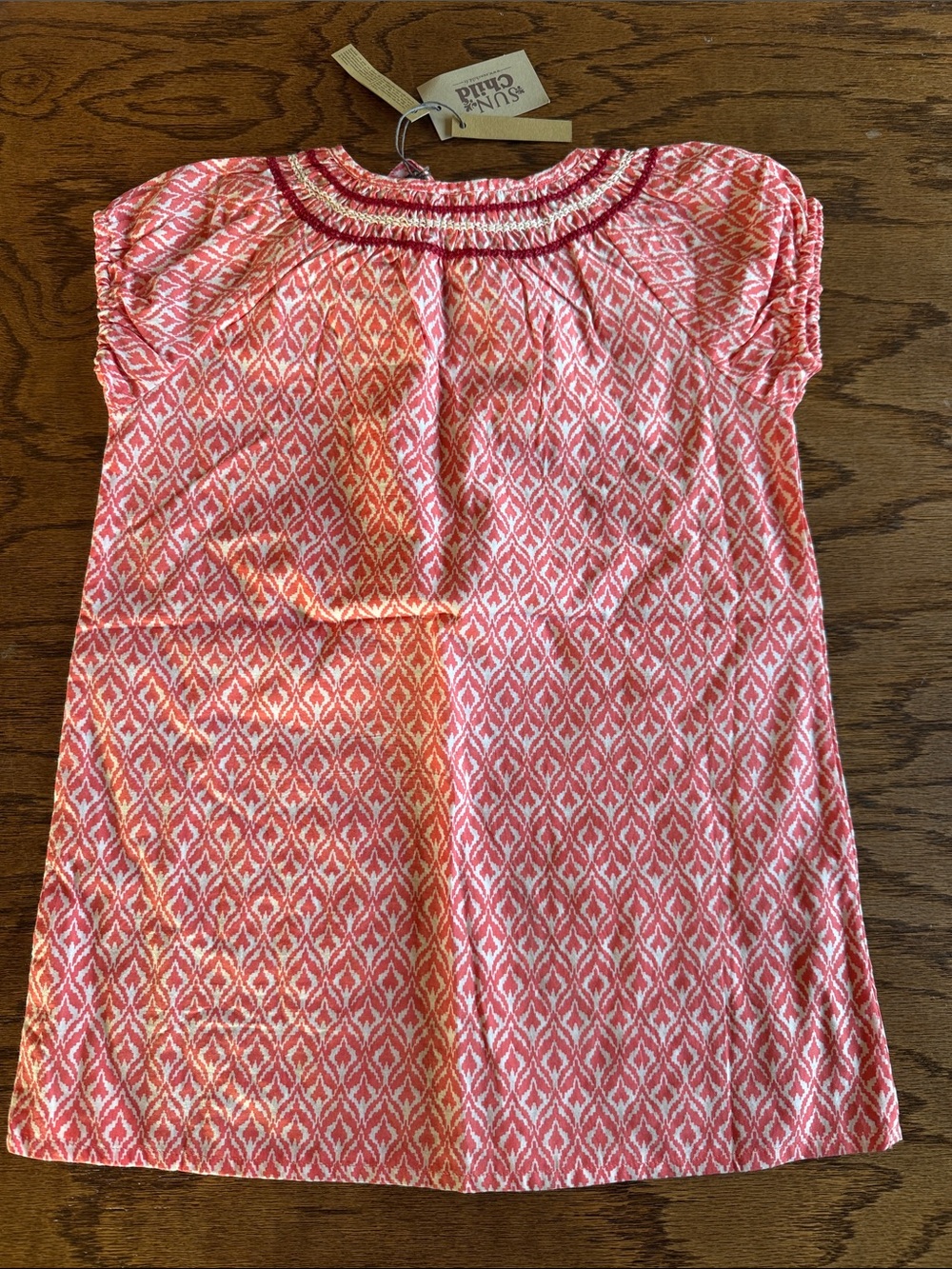Sun Child Coral Pink and White Tassel-Trim Casual Kids Dress - Picture 5 of 6